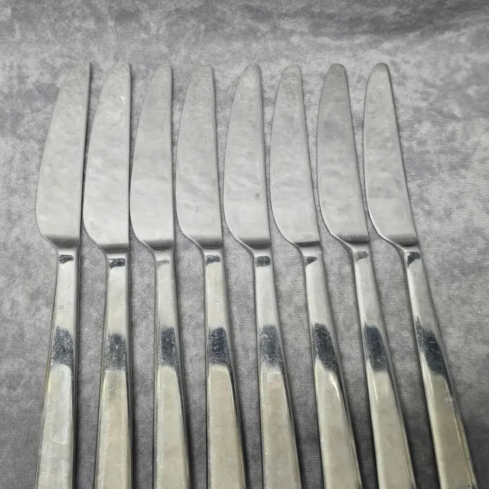 Dansk 18/10 Meridian Stainless Dinner Knifes Glossy Flat Tip Flatware Silverware